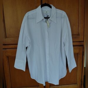 Banana Republic Shirt Womens XL White Long Sleeve Cotton Oversized Button Up